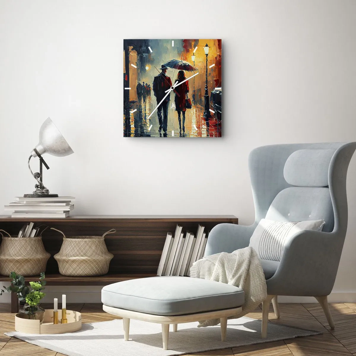 Nástenné hodiny - Mestská love story - 40x40 cm