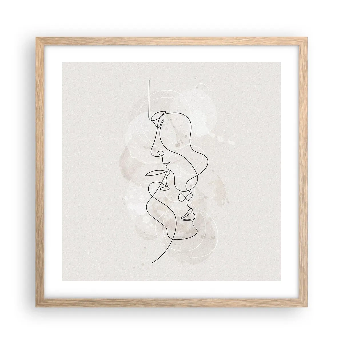 Plagát v ráme zo svetlého duba - Zamotaní v objatí - 50x50 cm