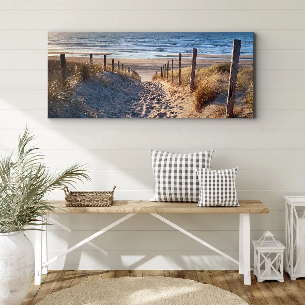 Obraz na plátne - Šumenie mora, spev vtákov, divoká pláž uprostred trávy… - 90x30 cm