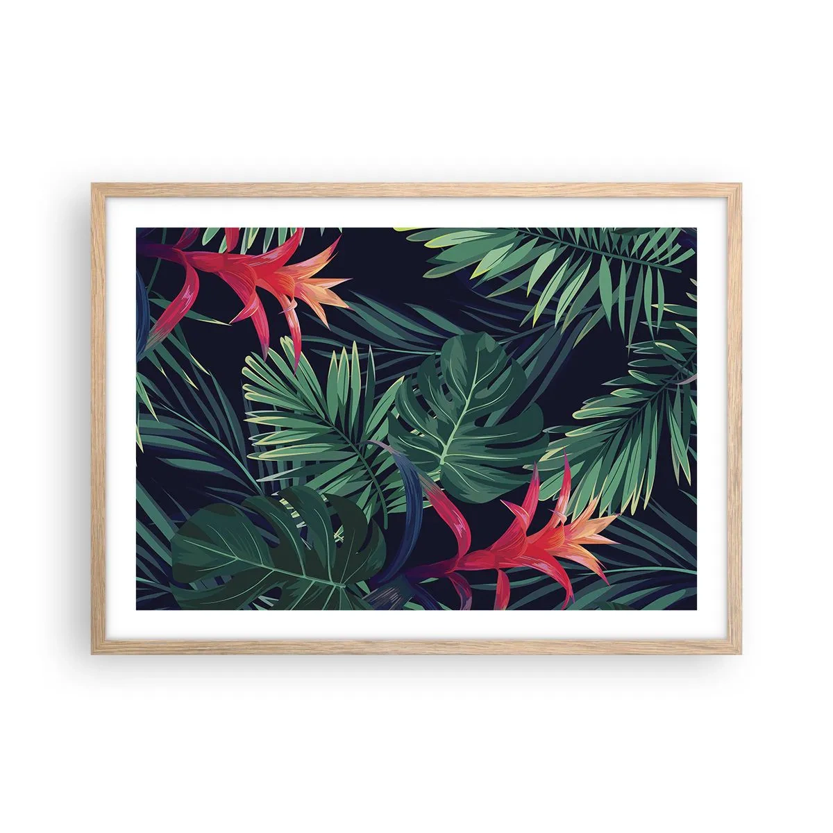 Plagát v ráme zo svetlého duba - Vzplanúť v zelenom - 70x50 cm