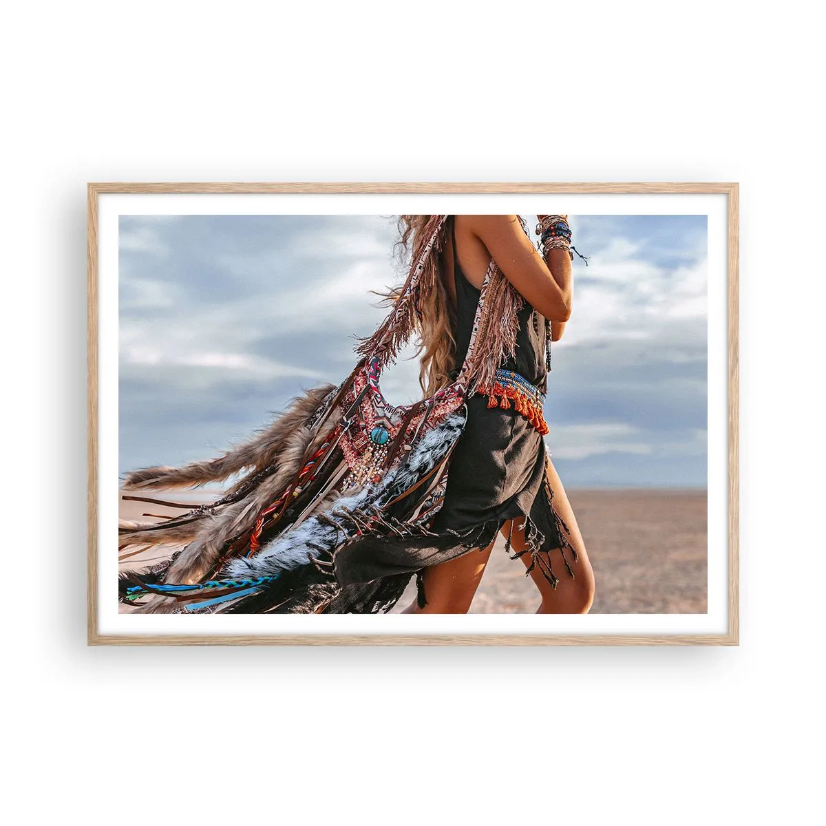 Plagát v ráme zo svetlého duba - Šamanovo dievča - 100x70 cm