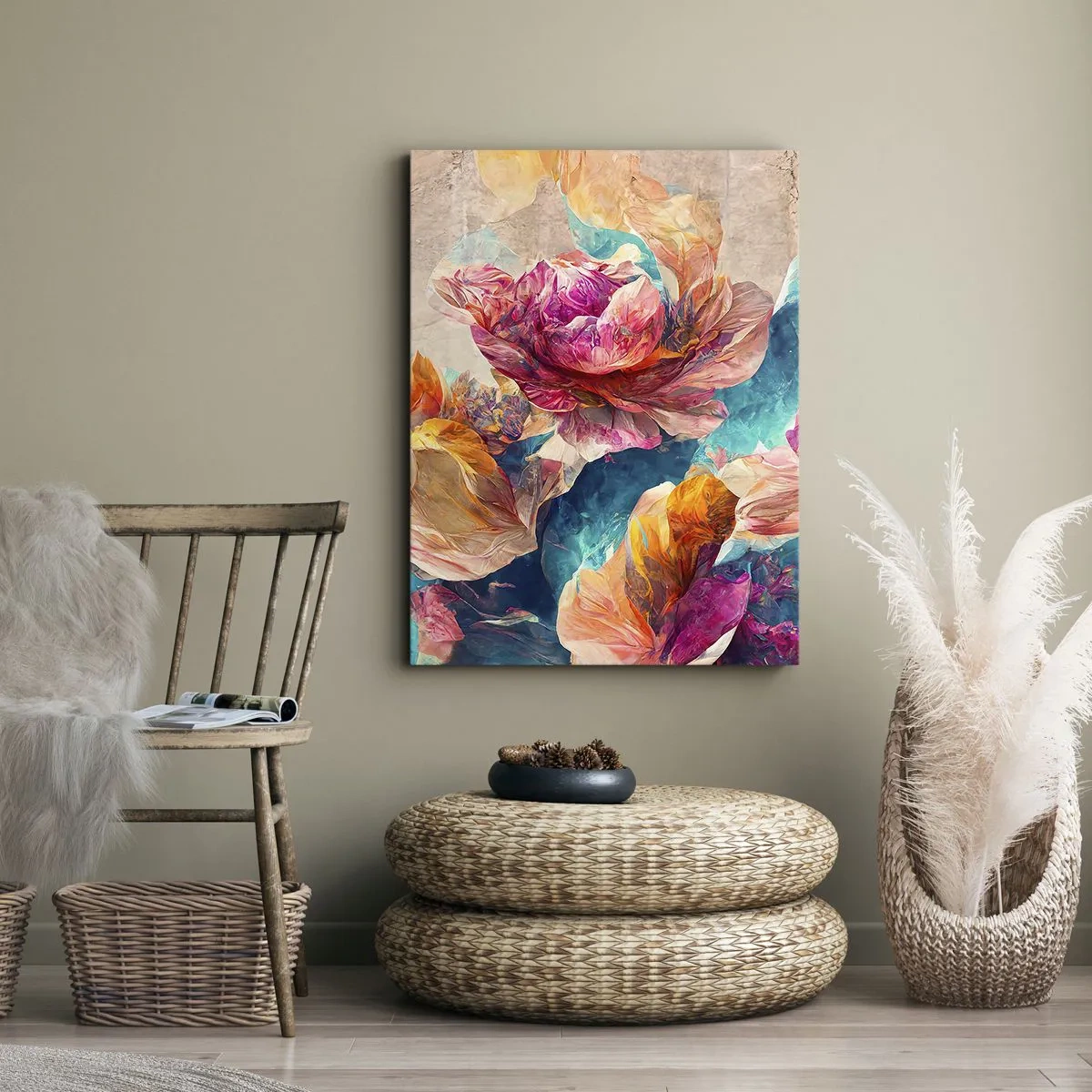 Obraz na plátne - Farebné bohatstvo kytice - 55x100 cm