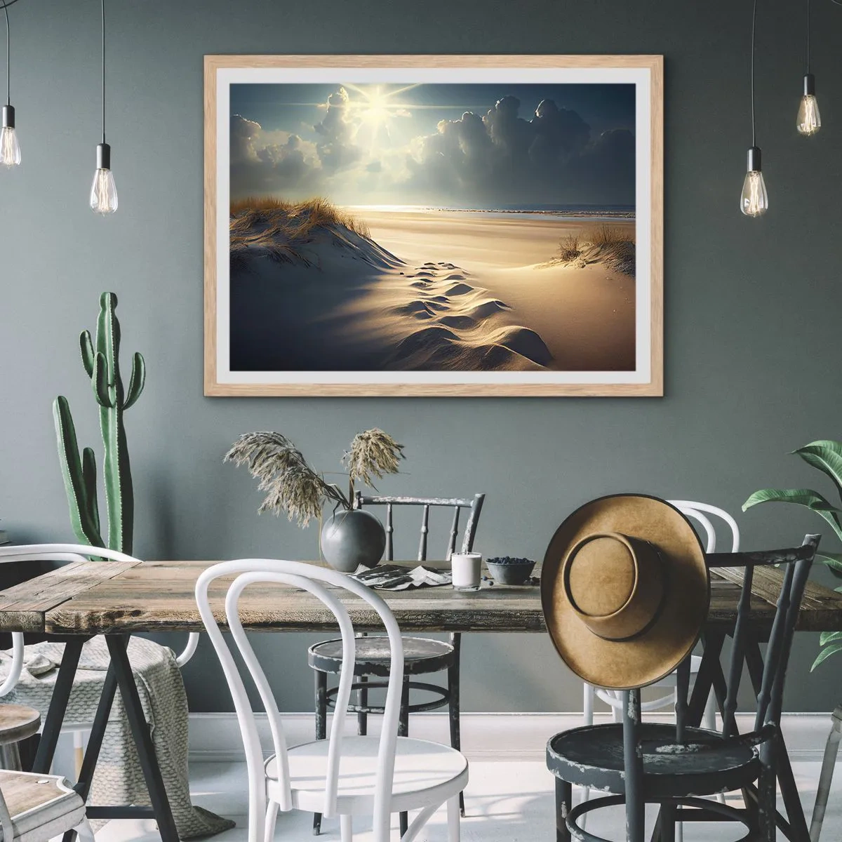 Plagát v ráme zo svetlého duba - Upokojujúca krajina - 100x70 cm