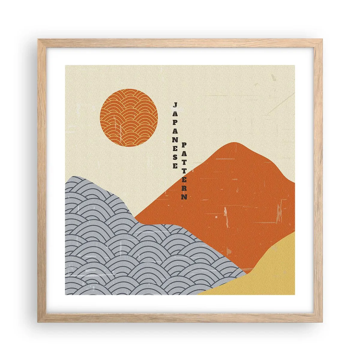 Plagát v ráme zo svetlého duba - V japonskom duchu - 50x50 cm