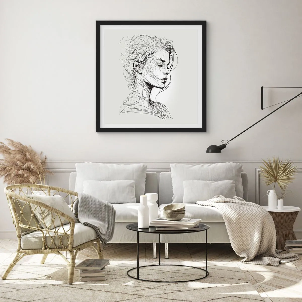 Plagát v čiernom ráme - Portrét v zamyslení - 60x60 cm