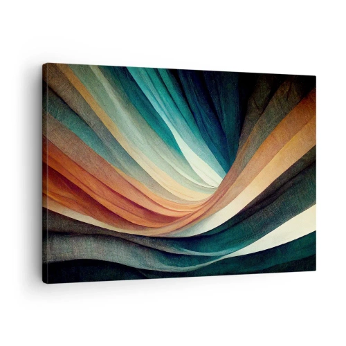 Obraz na plátne - Abstraktné vlny v teplých a studených odtieňoch - 70x50cm - Utkané z farieb - Moderná nástenná dekorácia do obývacej izby a spálne ARTTOR