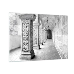 Obraz na skle - Historický kláštor s vyrezávanými stĺpmi - 70x50cm - Kam…? - Moderná nástenná dekorácia do obývacej izby a spálne ARTTOR