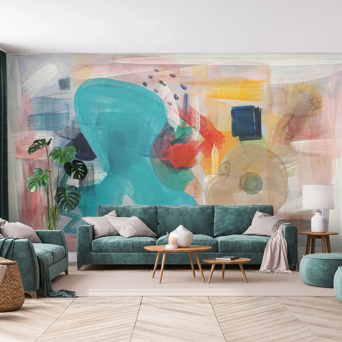 Fototapeta Premium Canvas - Farebná hra - Abstrakcia, Farby, Kus - 250x175 cm