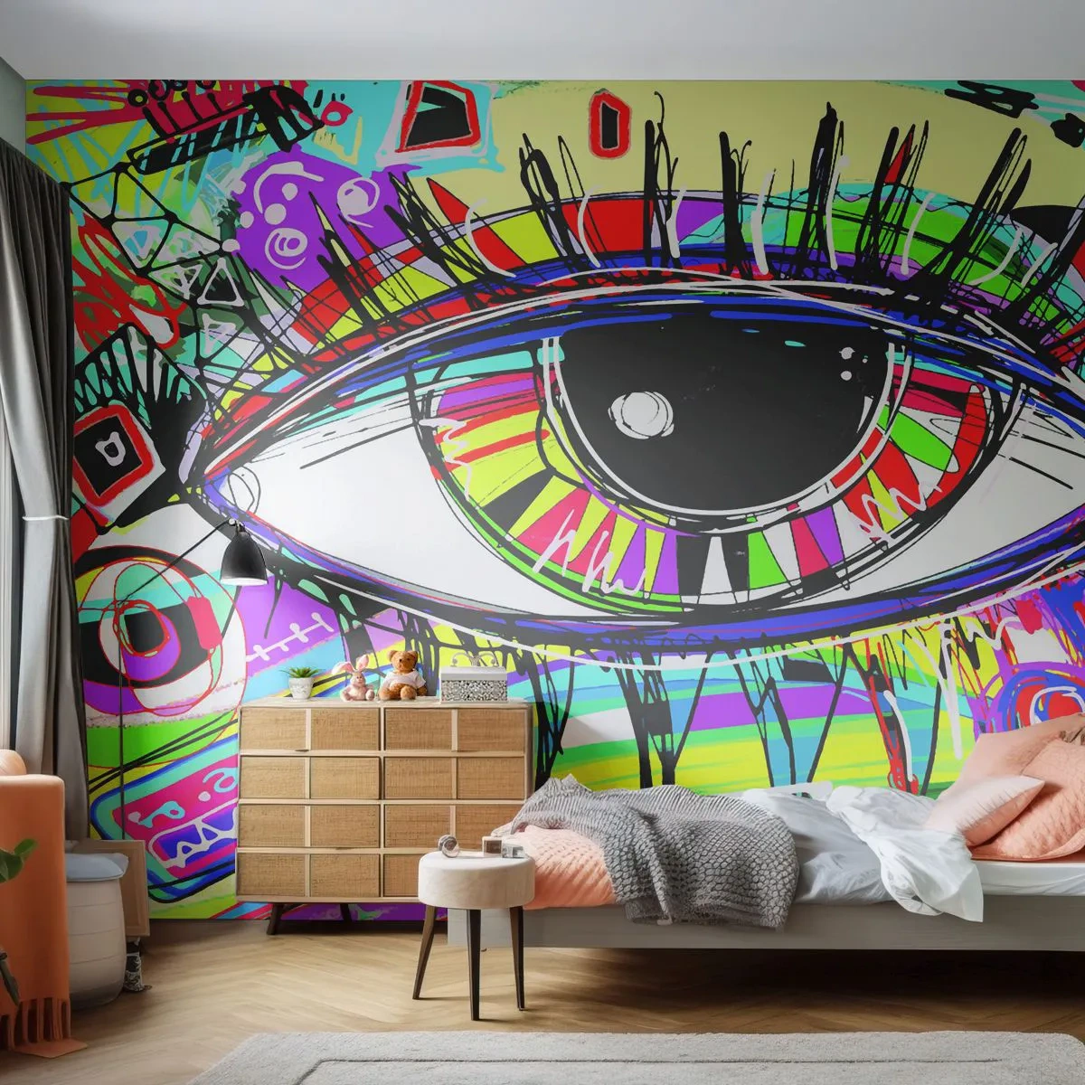 Fototapeta Premium Canvas - Farebné oko - farebná duša - Abstrakcia, Oko, Grafika - 250x175 cm