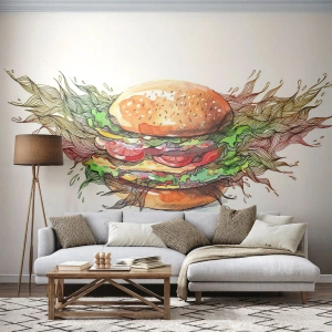 Fototapeta Premium Sand - Horúce pokušenie - Gastronómia, Hamburger, Kulinárske - 400x280 cm