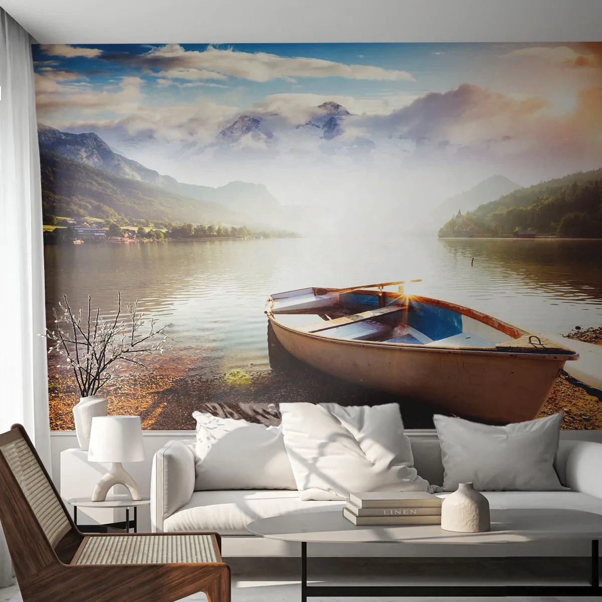 Fototapeta Premium Sand - Pri veľkej a čistej vode - Krajina, Jazero, hory - 500x350 cm