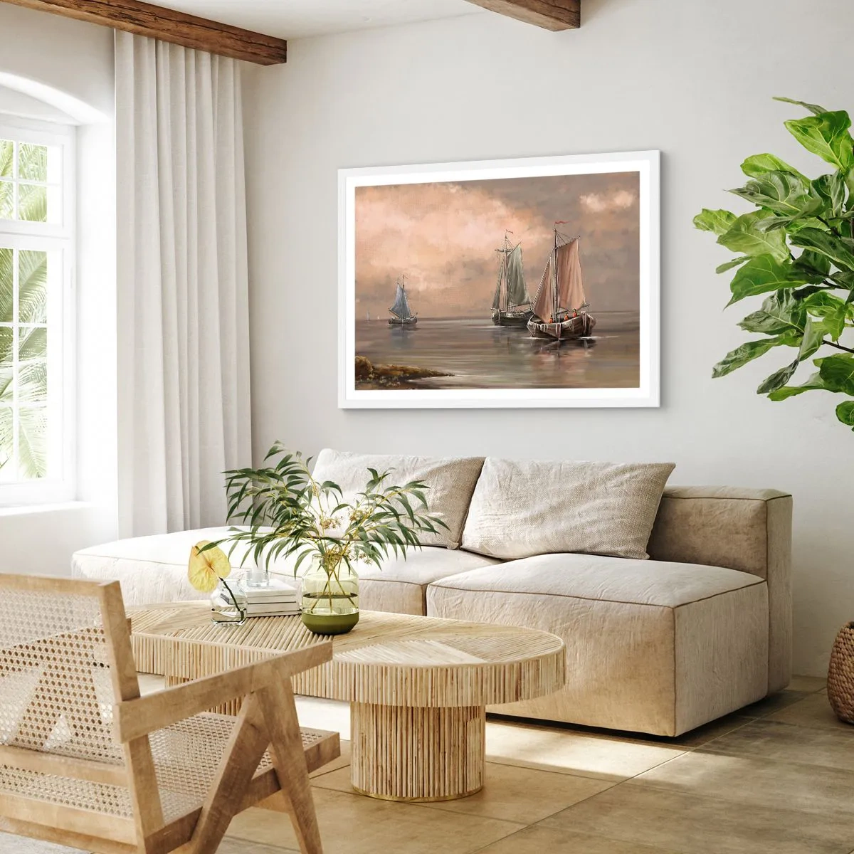 Plagát v bielom ráme - Návrat námorníkov - 100x70 cm