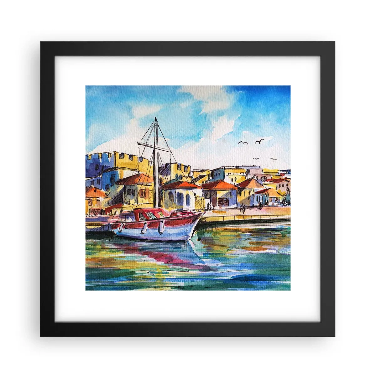 Plagát v čiernom ráme - Dúhové popoludnie - 30x30 cm