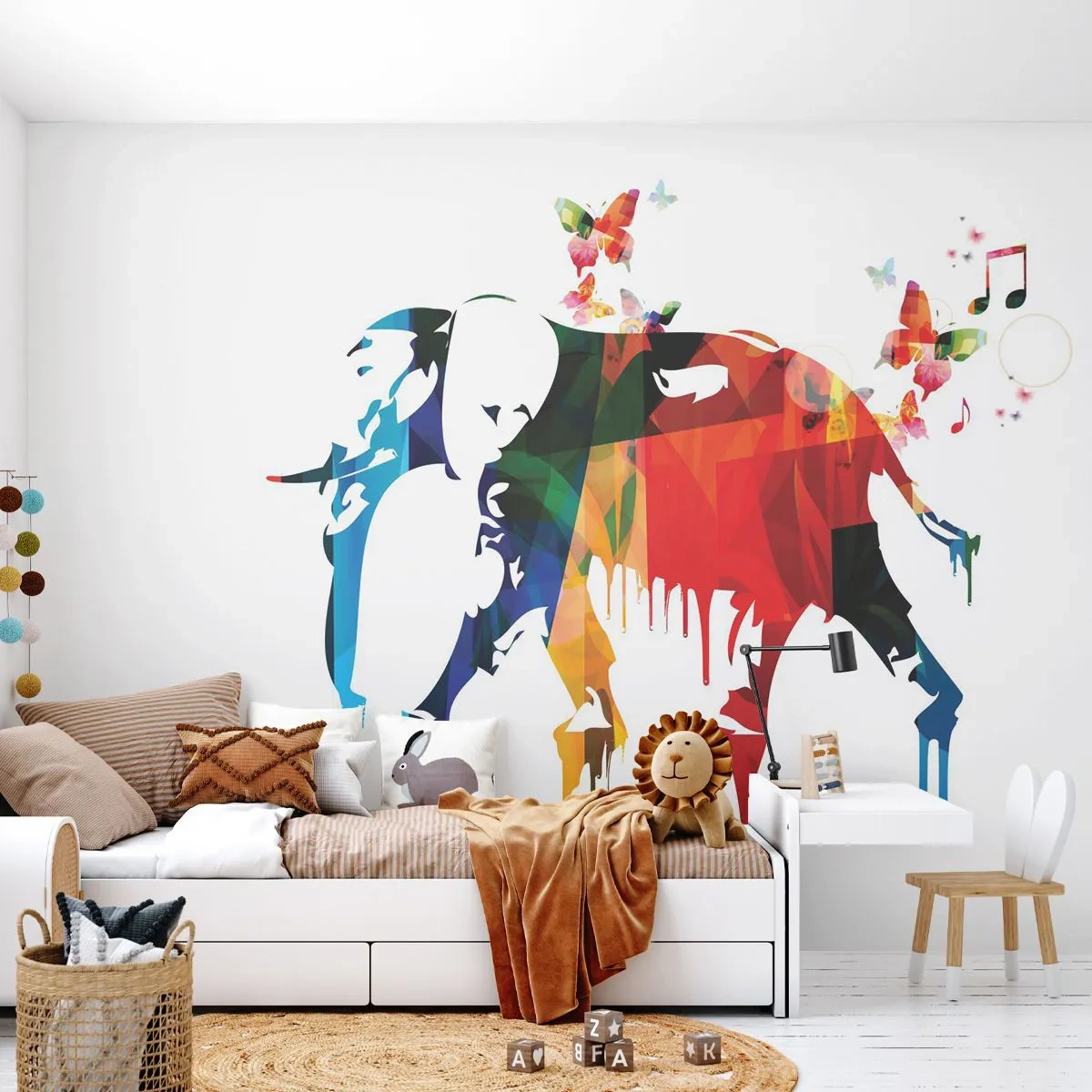 Samolepiaca Fototapeta Deluxe Sticker - Tancovať môže každý - Abstrakcia, Slon, Motýľ - 250x175 cm