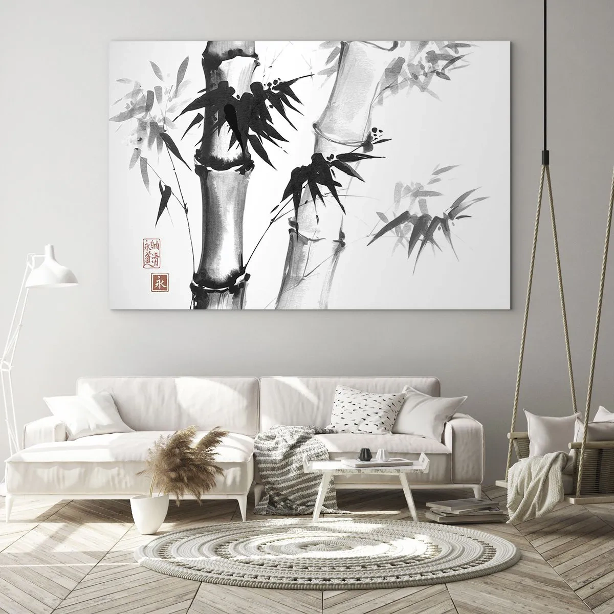 Obraz na skle - Bambus v tradičnom štýle - 70x50cm - Blízky záber na orient - Moderná nástenná dekorácia do obývacej izby a spálne ARTTOR