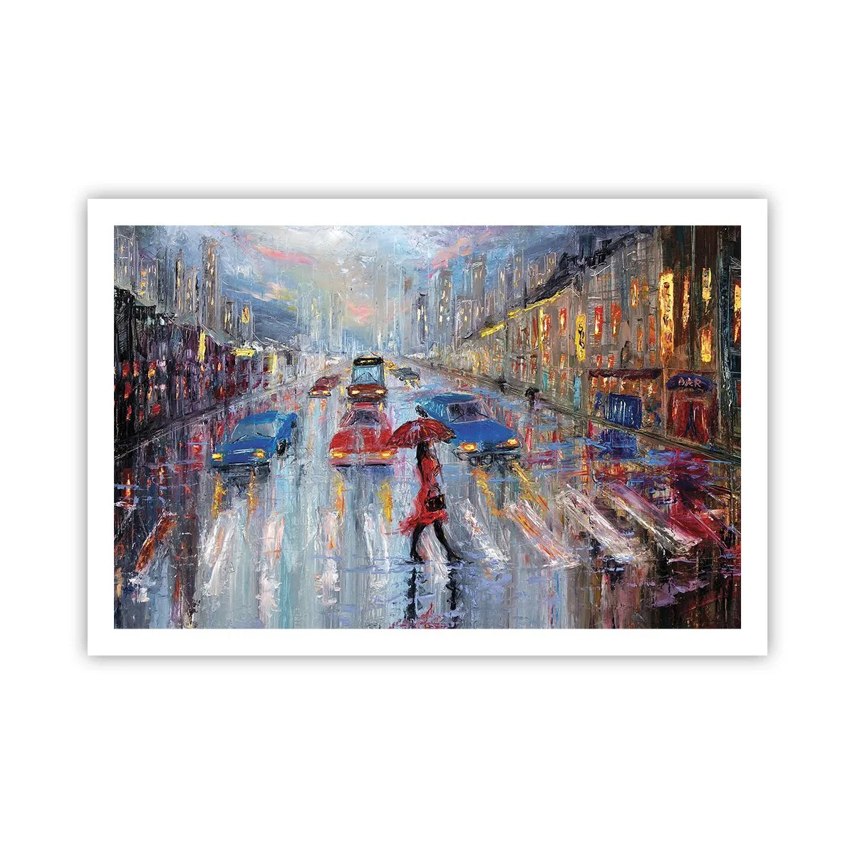 Plagát - Daždivé popoludnie v meste - 91x61 cm