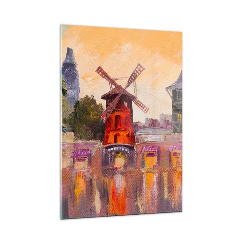 Obraz na skle - Parížske ikony – Moulin Rouge - 50x70 cm