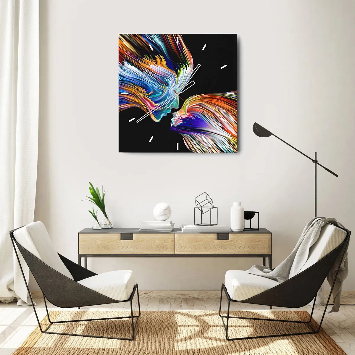 Nástenné hodiny - Fúzie energie a svetla - 40x40 cm