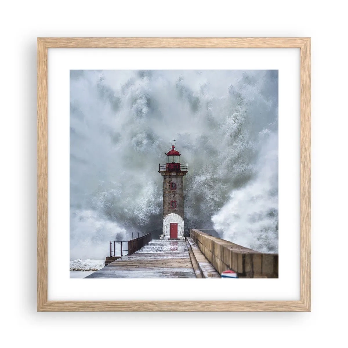 Plagát v ráme zo svetlého duba - Hukot vody, šum vetra - 40x40 cm