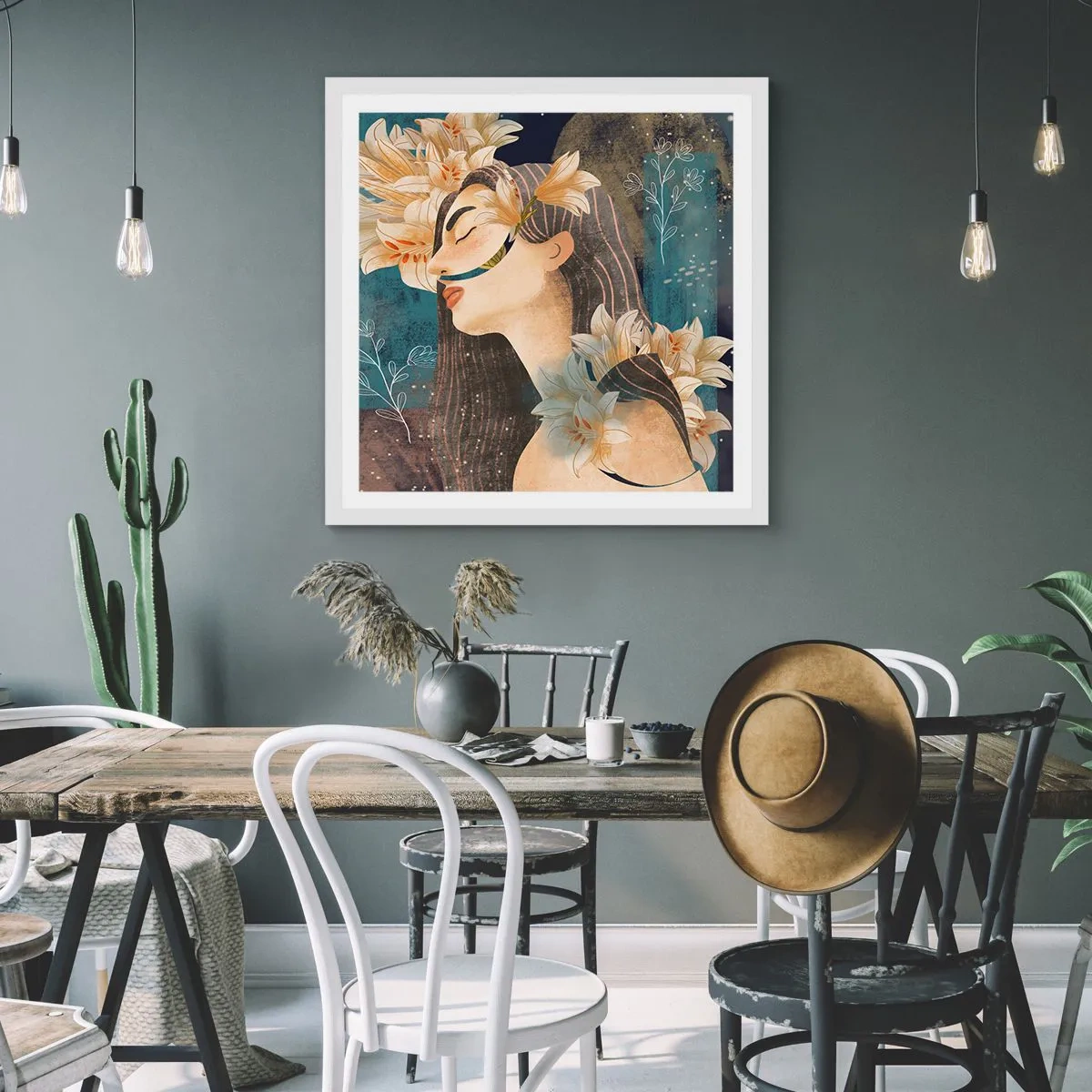 Plagát v bielom ráme - Rozprávka o princeznej s ľaliami - 60x60 cm