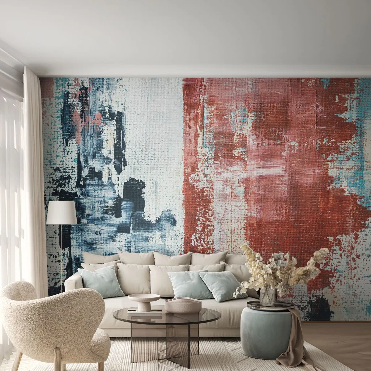 Fototapeta Premium Canvas - Abstraktné pol na pol - Abstrakcia, Kus, Maľovanie - 350x256 cm