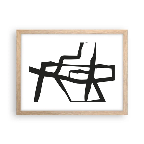 Plagát v ráme zo svetlého duba - Čiernobiela konštrukcia - 40x30 cm