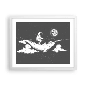 Plagát v bielom ráme - Vesmírny jazdec - 50x40 cm