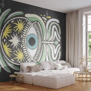 Samolepiaca Fototapeta Deluxe Sticker - Kmeňové rituály - Boho, Oko, Pastel - 400x280 cm