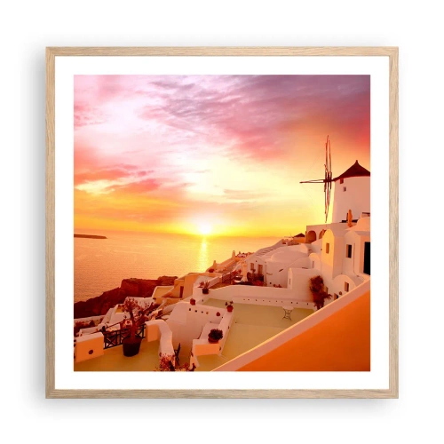 Plagát v ráme zo svetlého duba - Rozplynúť sa v bielej a zlatej - 60x60 cm
