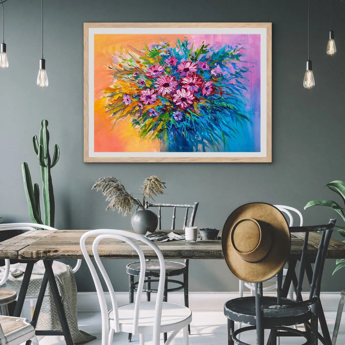 Plagát v ráme zo svetlého duba - Energia života - 50x40 cm