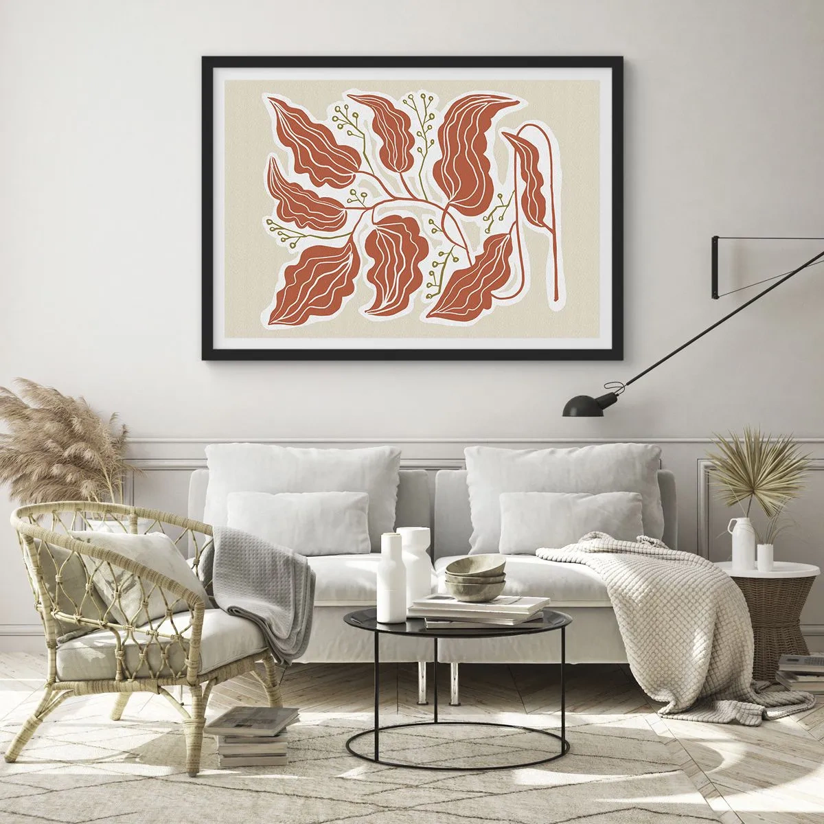 Plagát v čiernom ráme - Ľudovo a koralovo - 100x70 cm