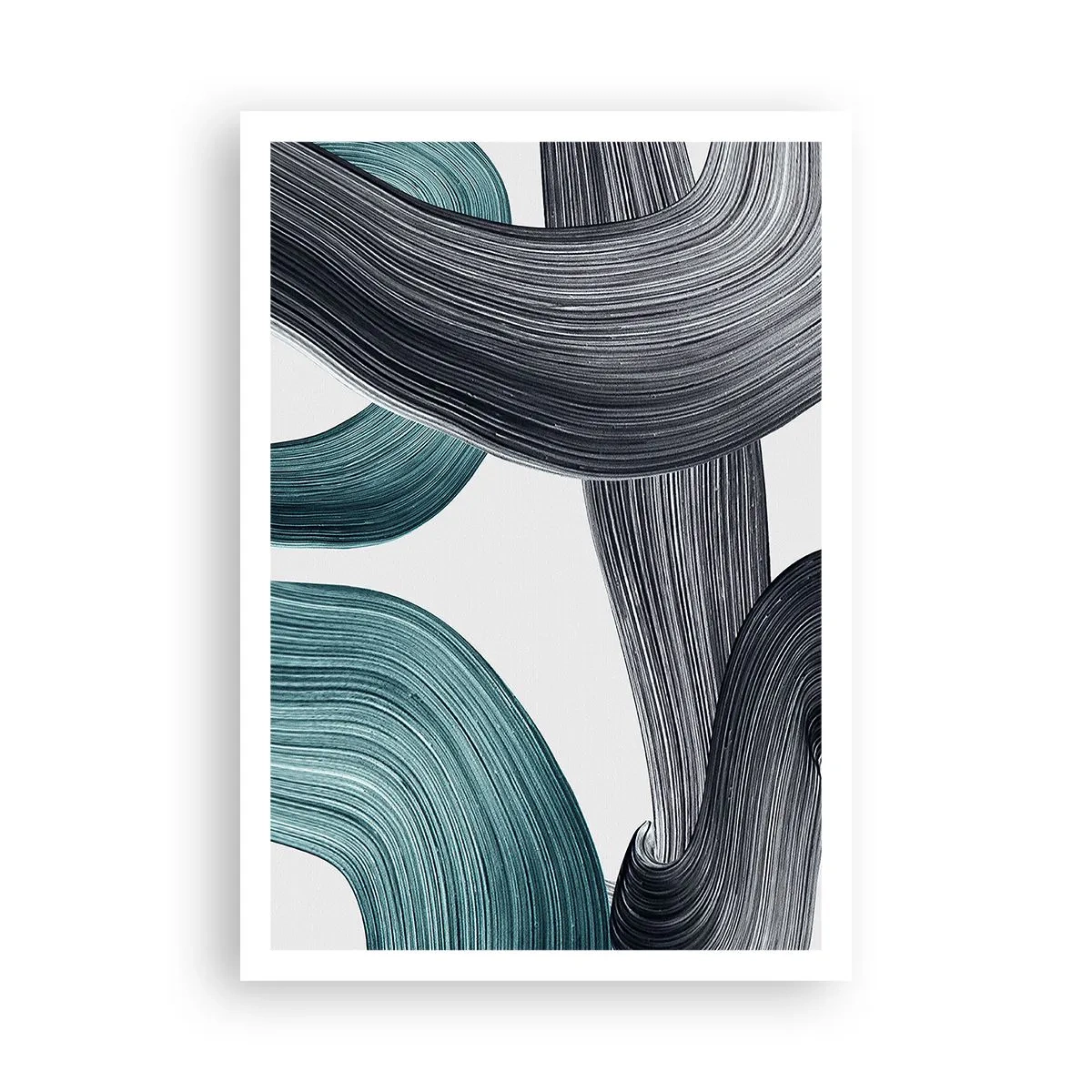Plagát - Smaragdové a čierne vlny - 70x100 cm