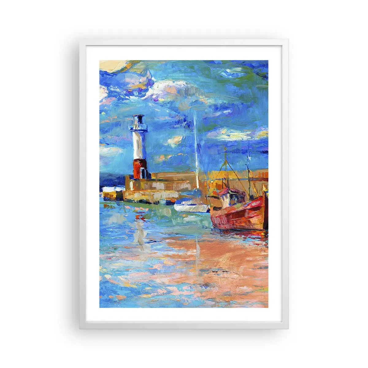 Plagát v bielom ráme - Popoludní v dúhovom zálive - 50x70 cm