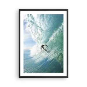 Plagát v čiernom ráme - Surfer na vlne na slnku - 50x70cm - Vždy na povrchu - Moderná nástenná dekorácia do obývacej izby a spálne ARTTOR
