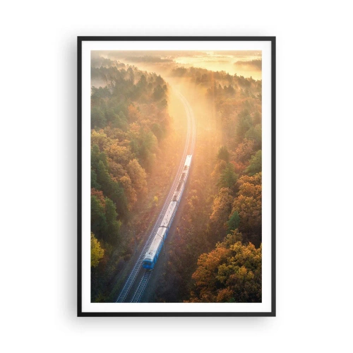 Plagát v čiernom ráme - Jesenná cesta - 70x100 cm