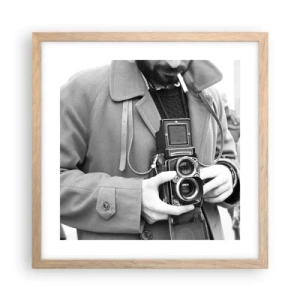 Plagát v ráme zo svetlého duba - V retro štýle - 40x40 cm