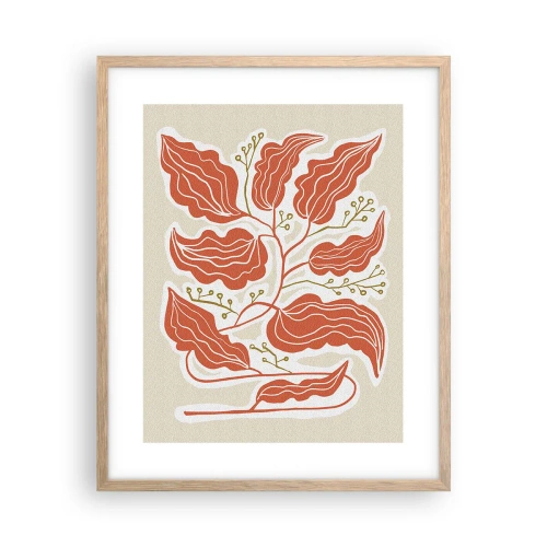 Plagát v ráme zo svetlého duba - Ľudovo a koralovo - 40x50 cm