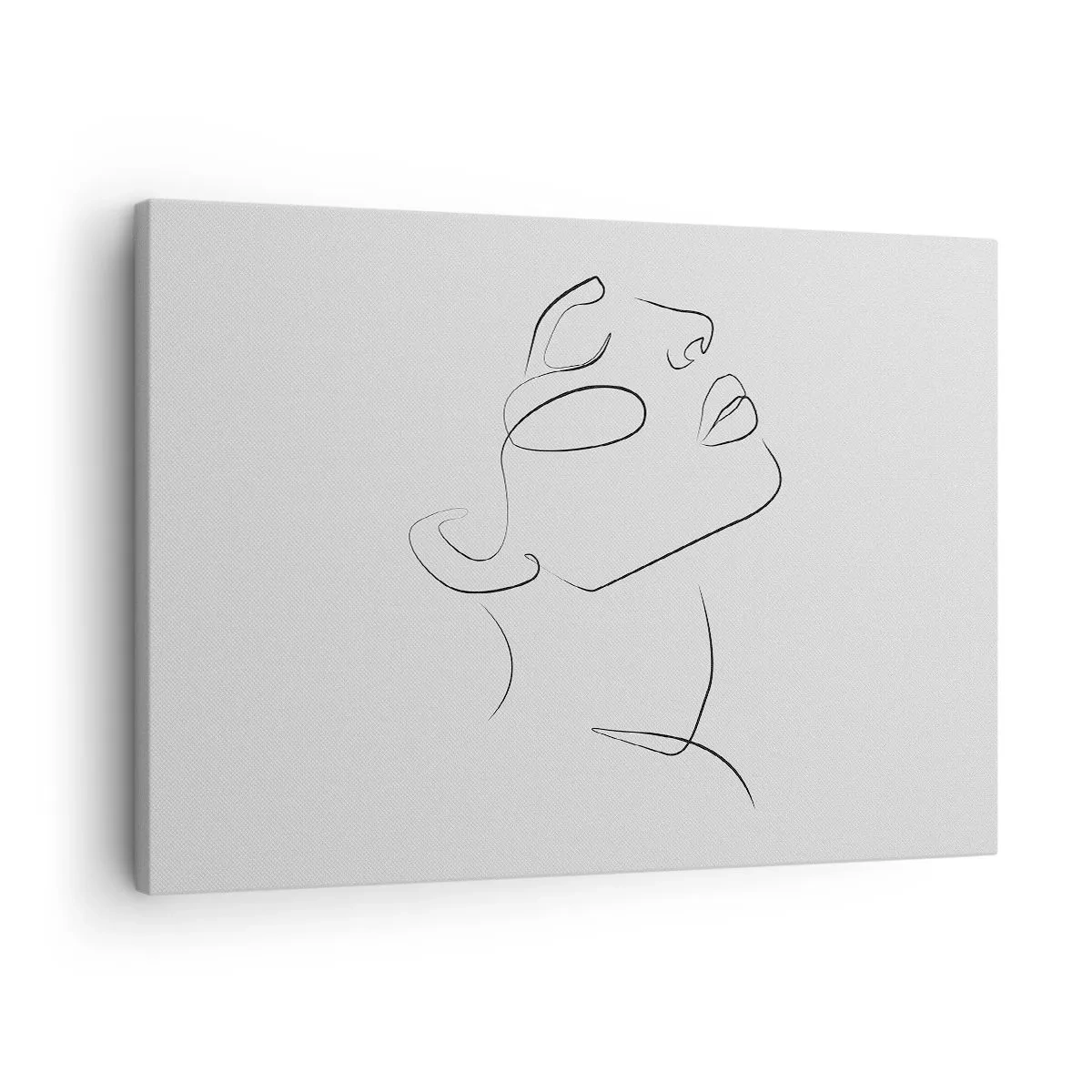 Obraz na plátne - Minimalistická skica ženskej tváre z profilu. - 70x50cm - Meandre sna - Moderná nástenná dekorácia do obývacej izby a spálne ARTTOR