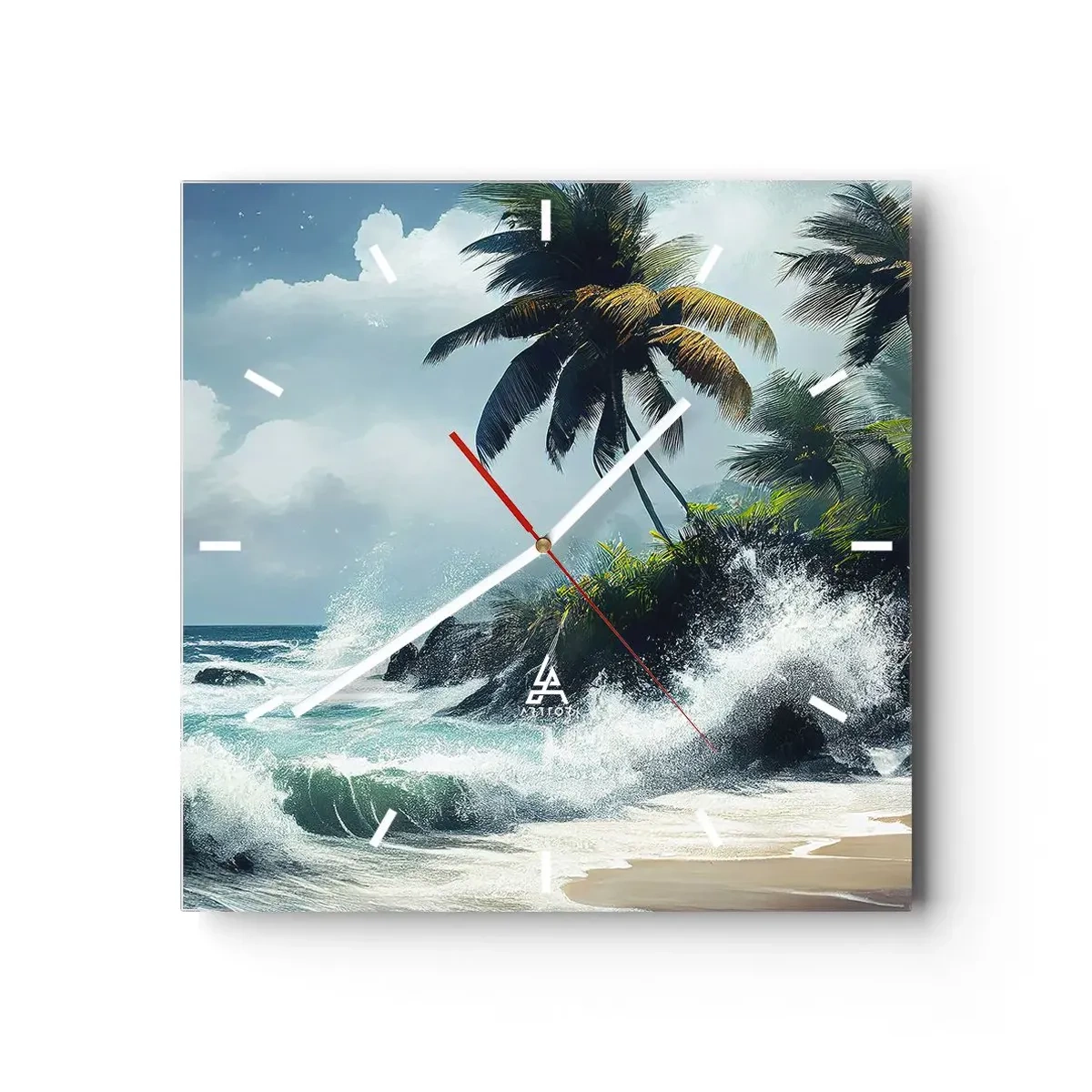 Nástenné hodiny - Na tropickom pobreží - 40x40 cm