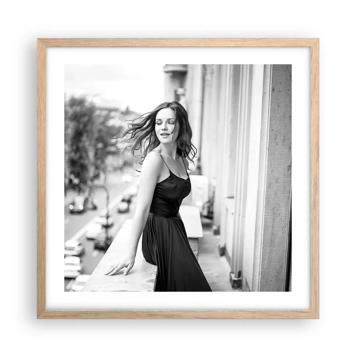 Plagát v ráme zo svetlého duba - Určite Parížanka - 50x50 cm