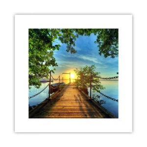 Plagát - Západ pri vode - 30x30 cm