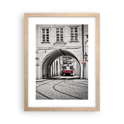 Plagát v ráme zo svetlého duba - Mestským labyrintom - 30x40 cm