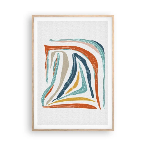 Plagát v ráme zo svetlého duba - Priateľsky usmievavá abstrakcia - 70x100 cm