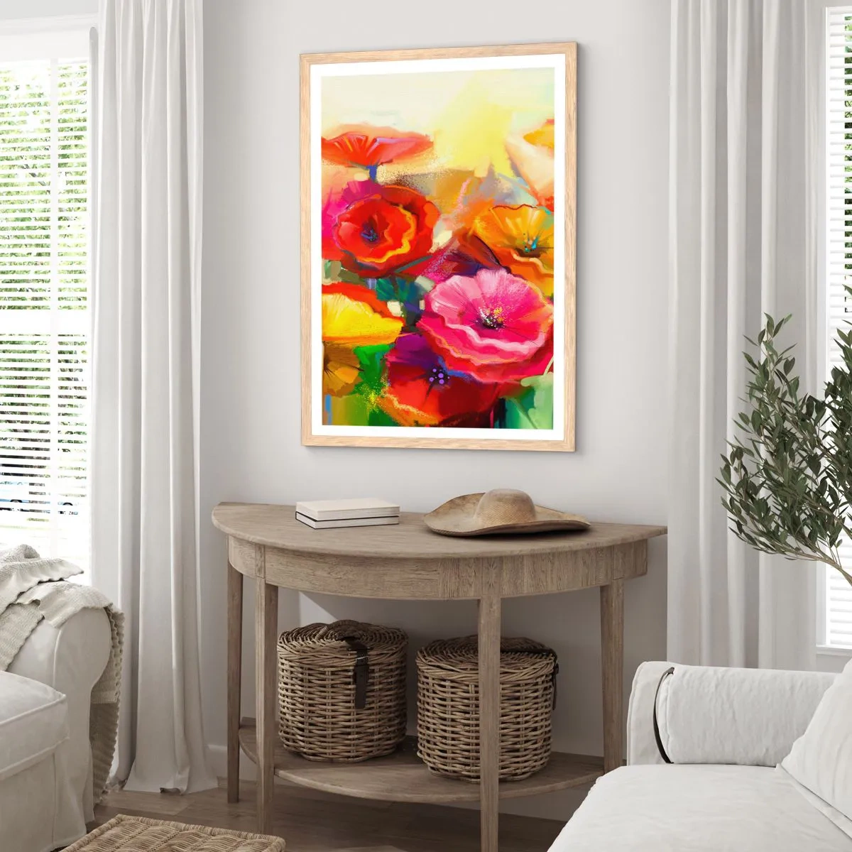 Plagát v ráme zo svetlého duba - Nielen červené - 61x91 cm