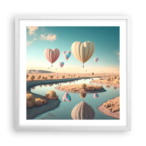 Plagát v bielom ráme - Láska ťa nechá vzlietnuť - 50x50 cm