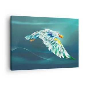 Obraz na plátne - Abstraktný orol za letu proti tyrkysovej oblohe - 70x50cm - Orlia sila tvojich letov - Moderná nástenná dekorácia do obývacej izby a spálne ARTTOR