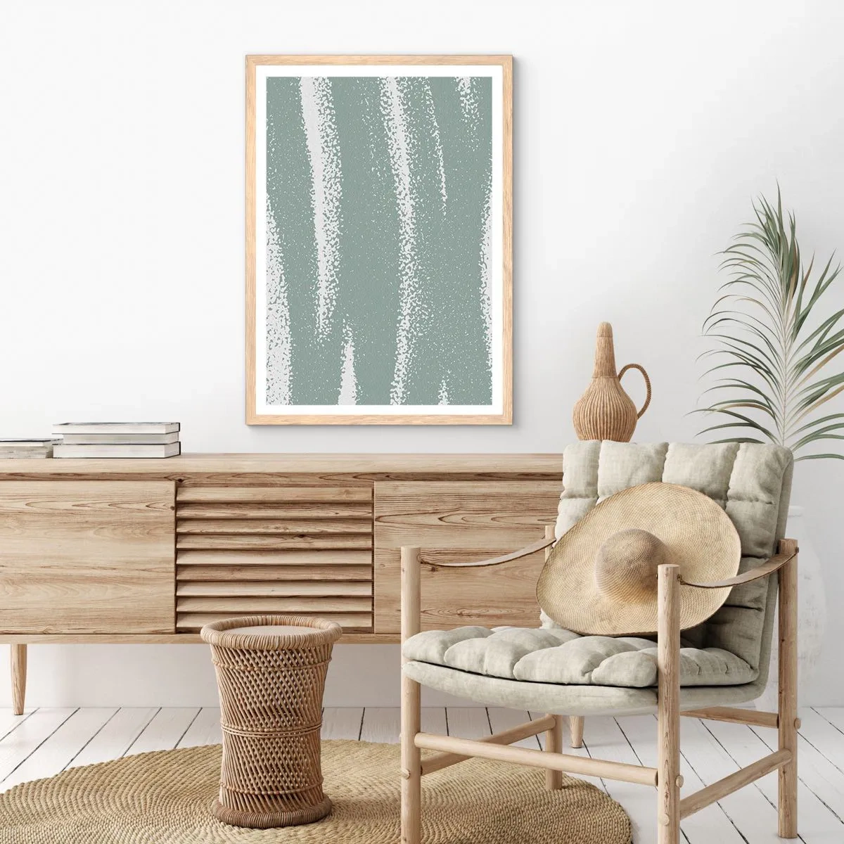 Plagát v ráme zo svetlého duba - Abstrakcia v zimnom štýle - 50x70 cm