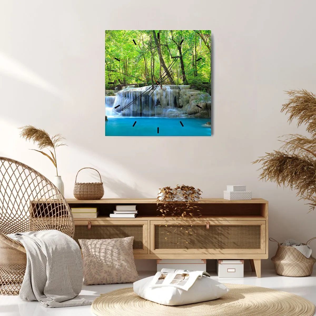 Nástenné hodiny - Utopiť v tyrkyse a zeleni - 30x30 cm