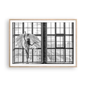 Plagát v ráme zo svetlého duba - Mesto anjelov? - 100x70 cm