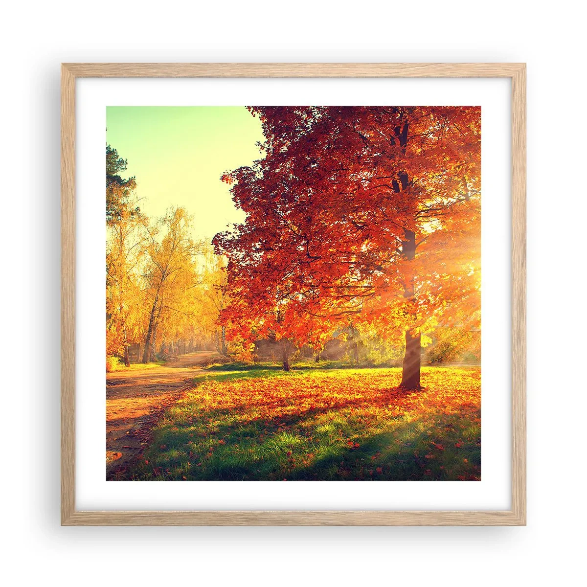 Plagát v ráme zo svetlého duba - Červené je krásne - 50x50 cm